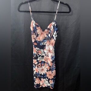 Floral Navy and Blush Spaghetti Strap Dress
